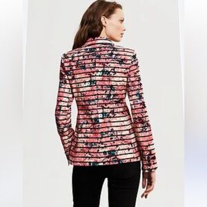 Banana Republic Pink Stripes Floral Blazer Size 0